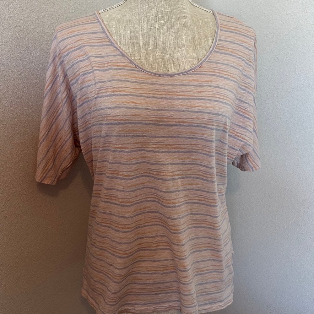 Cato Cold Shoulder Stripped Short Sleeve Blouse